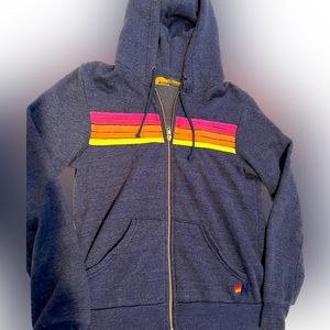 Aviator Nation neon stripe full zip hoodie